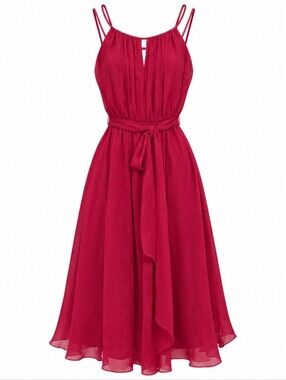 David's Bridal F15421 Apple NWT Dress sz 8 A-line SLVLS CRINK CHIFFON w/ TIE
